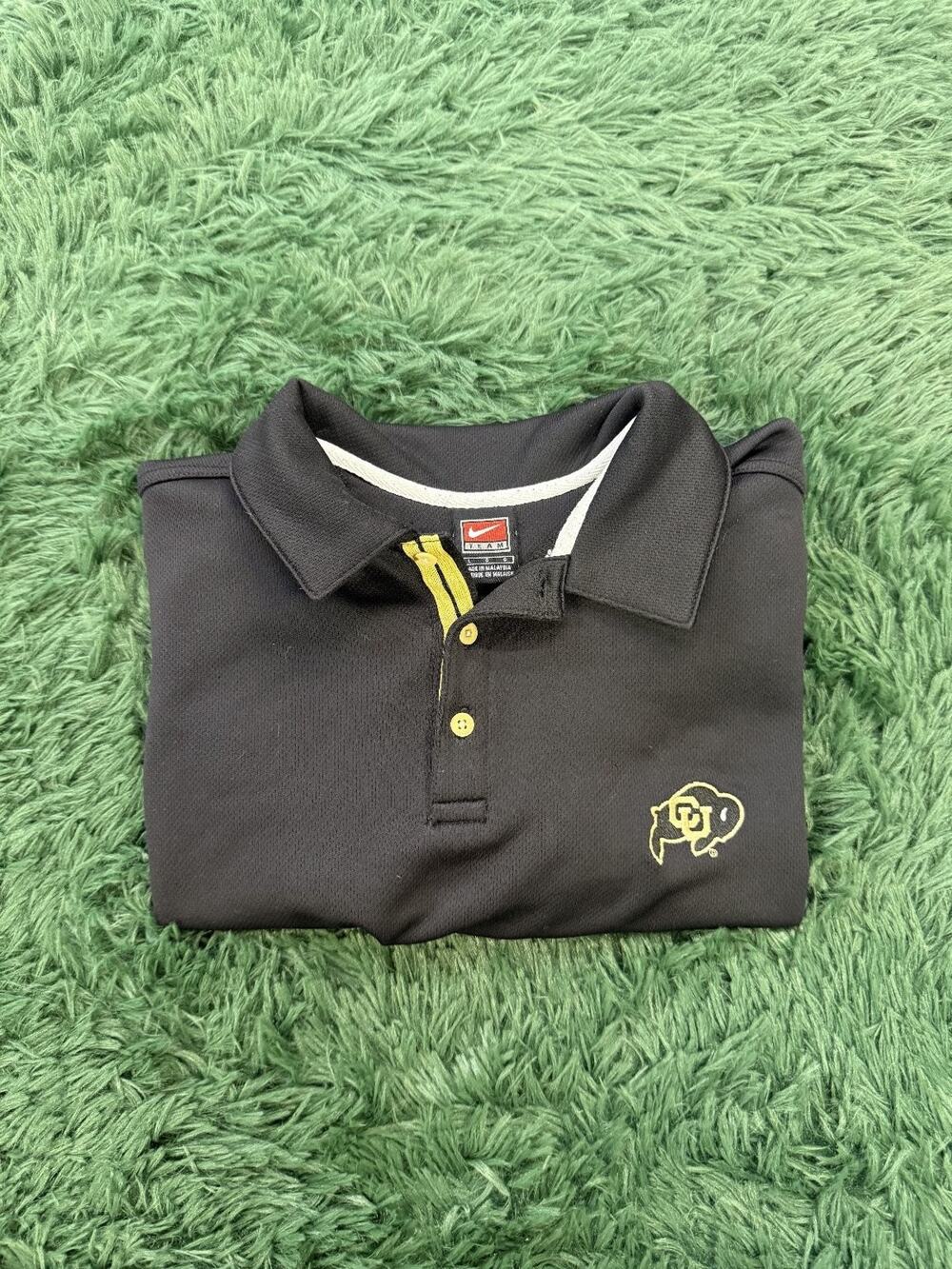 VTG Nike Team CU Colorado Buffaloes Polo Shirt Men's Size L Black Gold